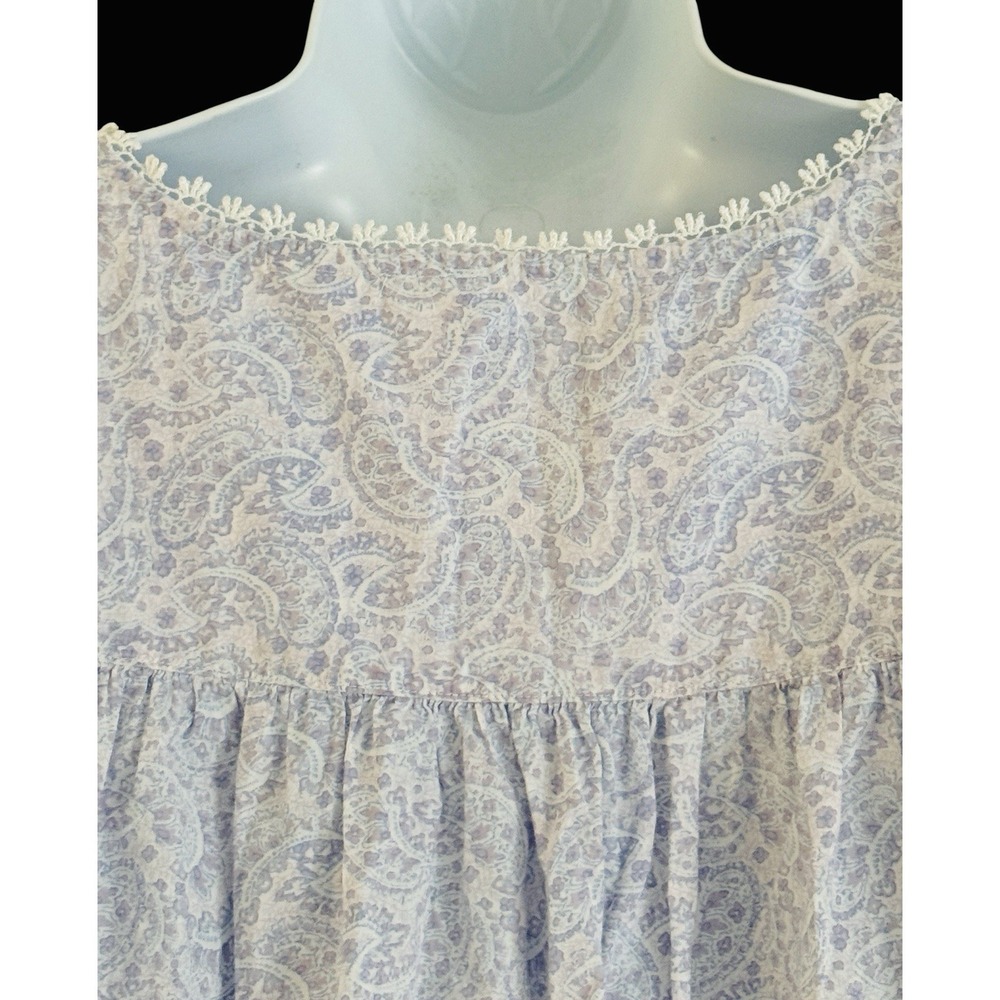 Eileen West Nightgown 2X Lavender Paisley Lace Cotton Boho Cottagecore - Picture 7 of 11